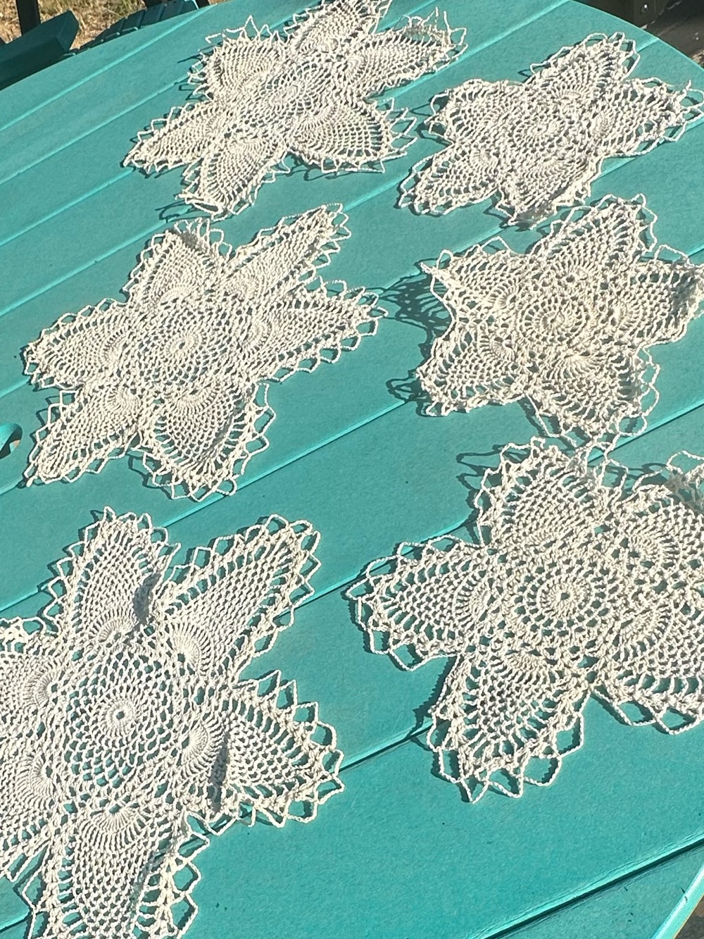 Handmade Crochet Doilies - Set of 6 white/offwhite Floral Doilies